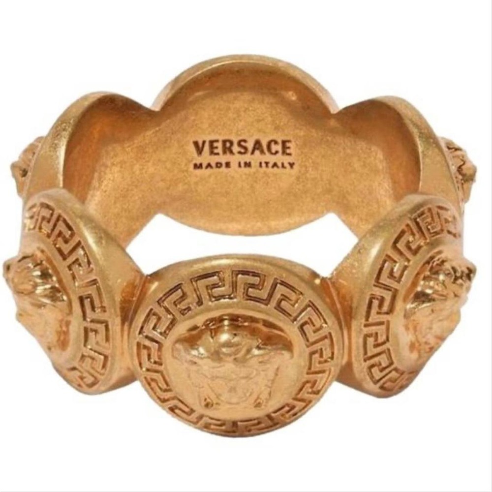 VERSACE Medusa coin gold tone ring 15